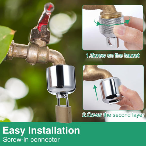 4 Pack 3/4 Inch Water Spigot Lock, Brass Hose Bib Lock for Garden Male Hose Thread, Prevents Water Theft
