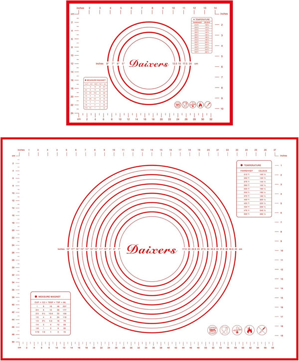 Daixers Silicone Baking Mats Set of 2,Extra Large 31.5" x 24" Small 16"