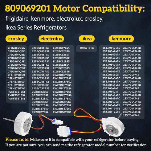 2024 Upgraded 809069201 AP6041795 Refrigerator Evaporator Fan Motor for Frigidaire, Kenmore, Electrolux