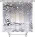 LB Winter Shower Curtain Set, Snowflake Pine Tree Branch Scene, 72x72 inch Waterproof Polyester Bathroom Decorations