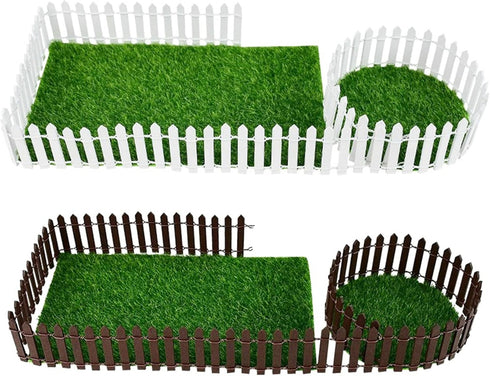 Woohome 35Inch Miniature Fairy Garden Fence, 4 PCS DIY Wood Picket Fence Mini Ornament for Dollhouse Home Garden Plant Pot DIY Diorama Project for Adult, Brown and White Fairy Garden Kits