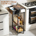 3-Tier Lewondr Bathroom Organizer and Storage Cart with Drawer, Narrow Rolling Utility Cart with Wood Top and Wheels