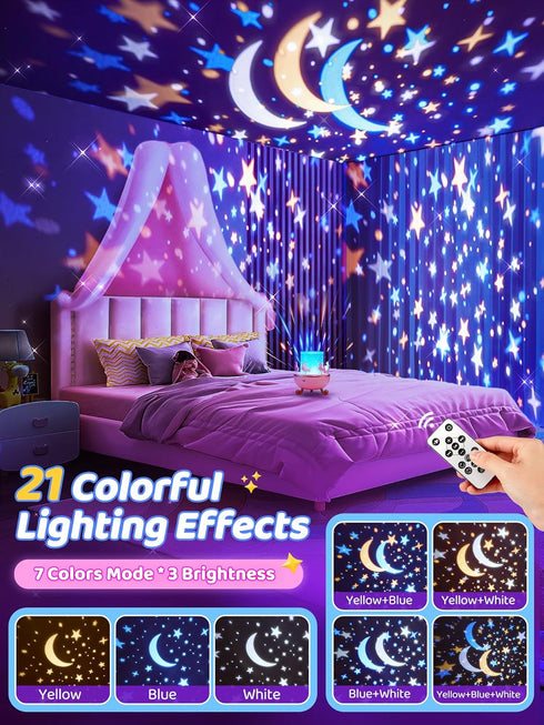15 Music+15 Films+315 360+Remote+1200mah Carousel Night Light for Kids, Colors Star Projector for Kids Night Light