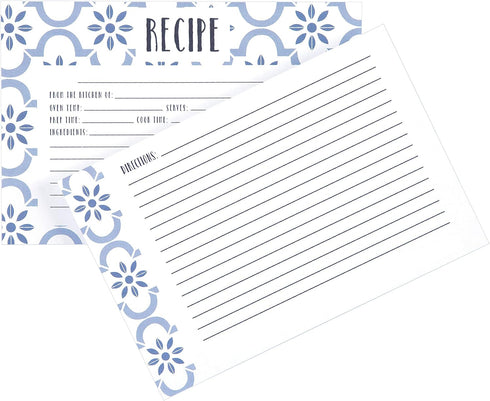 C.R Gibson Q12-24018 Double Sided Recipe Cards, 40pcs, 4'' W x 6'' L, True Blue