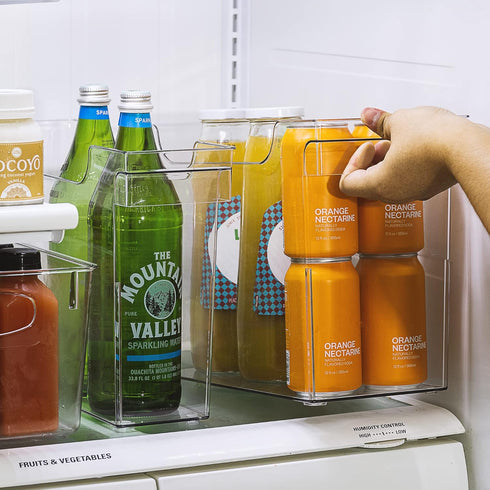 Sorbus Roll Out Bottle Organization Bins, Clear Plastic Containers with Wheels & Handles for Kitchen Storage