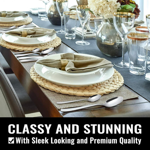 HIWARE 48-Piece Silverware Set with Steak Knives for 8, Stainless Steel Flatware for Home Kitchen