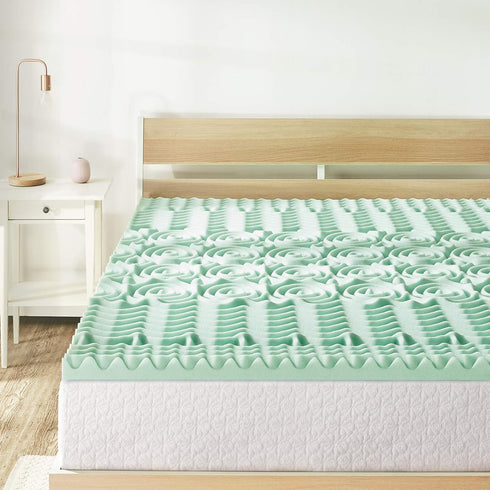 Best Price Mattress Full Size Topper - 1.5 Inch Aloe Infused Cooling 5-Zone Memory Foam Bed Topper