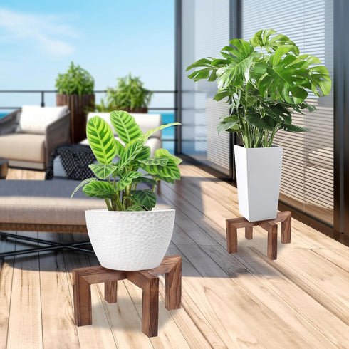 5-9 Inch Vigordream Plant Stand, Indoor/Outdoor Wood Plant Holder, Single Flower Pot Stand, Sturdy Planter Stands