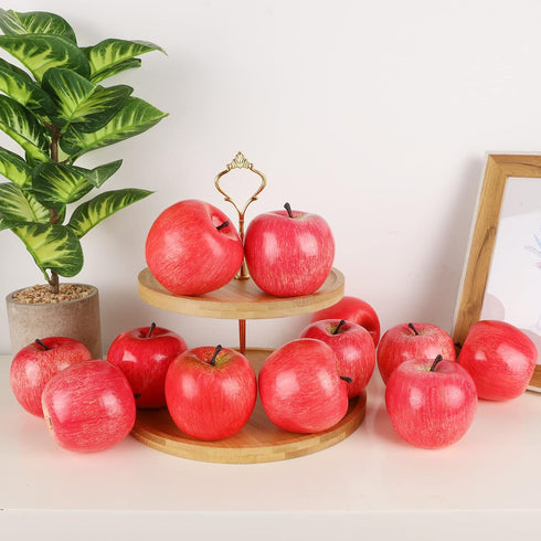 Set 12 Cllayees Fake Fruit Artificial Apples, of Decorative Fruit Lifelike Faux Apples Realistic Fruits Apple