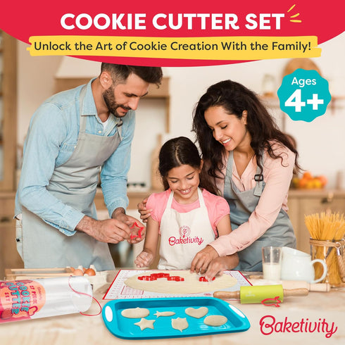 Set 24 4+ Baketivity Cookie Cutter for Kids, Assorted Cookie Cutters of Basic Shapes, Seasonal, and Holiday Themes
