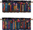 CAIJXIONG Bookshelf Kitchen Curtains Set of 2 Educational Bookcase Watercolor Flowers Rod Pocket