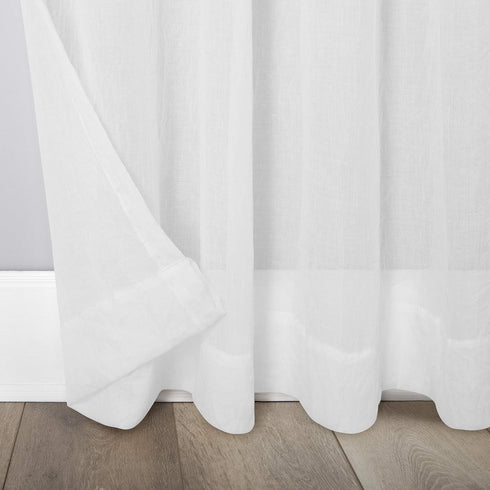 No. 918 Genevieve 2-pack Linen Weave Sheer Grommet Curtain Panel Pair, 50" x 84", White