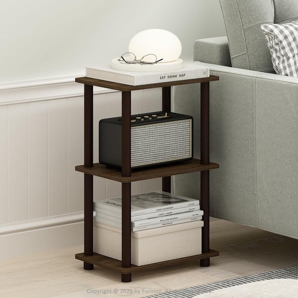 Furinno Turn-N-Tube Side Table, 2-Tier End Table with Open Shelf, Easy Assembly
