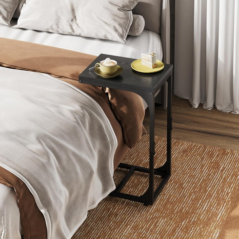 WLIVE C Shaped End Table, Small Couch Side Tables with Metal Frame, Sofa Table TV Tray for Living Room, Bedroom, Relief