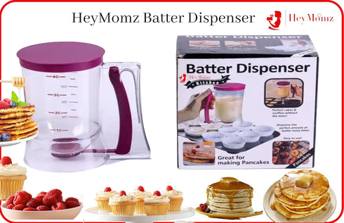 Pancake Batter Dispenser Spring-Loaded Handle for Pancake Waffle Maker or Griddle Mixer Cup & Kitchen Accessory Mixing Measuring & Cup Cake Baking (Purple)