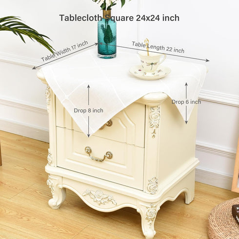 24 24 inch NEWISHER Farmhouse Embroidered Plaid Tablecloth Lattice Fabric Bedside Table Cloth Rustic Checkered Small