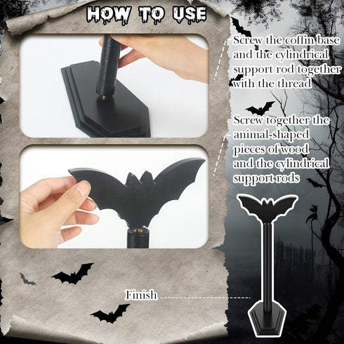 Yaomiao 2 Pcs Paper Towel Holder Bat Halloween Decor Gothic Paper Towel Holder Modern Witchy Dispenser Wooden Roll