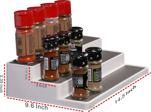 Cq Acrylic 2 Pack Spice Rack Organizer, 14.5 Inch Tiered Seasoning Can Shelf for Pantry, White