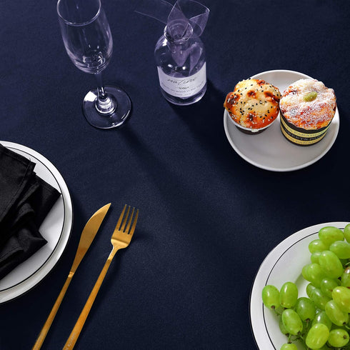 108 Inch Round Tablecloth - Washable Polyester Decorative Table Cover for Wedding Party Dining (Navy)