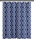 Biscaynebay Extra Long Textured Fabric Shower Curtains - 72" W x 84" L, Navy Morocco Pearl Printed Luxury Bathroom