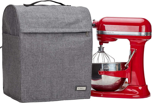HOMEST Stand Mixer Dust Cover for KitchenAid 6/7/8 Quart Bowl Lift, Grey with Zipper Pocket