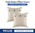 MIULEE Set of 2 Vintage Linen Pillow Covers with Triple Button Accent for Couch Sofa Bed Living Room Decor 18x18 Inch