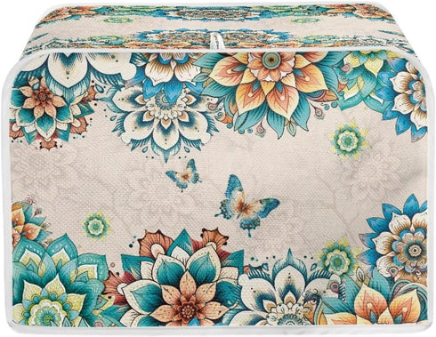 Boho Butterfly Print 4 Slice Toaster Cover, Anti-Sputtering Dust Cover, Washable Kitchen Appliance Protector