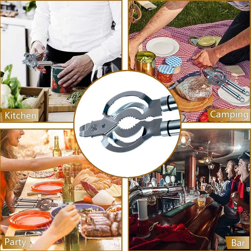 Multifunctional Jar Opener, Stainless Steel Lid Opener for Weak Hands, Beer Bottle Opener for Seniors and Children
