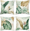 Bonhause Tropical Leaves Throw Pillow Covers, 18 x 18 Inch Green Brown Leaf Decorative Cushion Covers Set of 4
