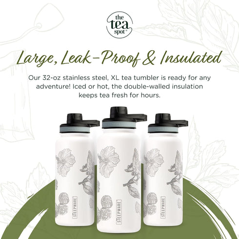 32oz, The Tea Spot Himalayan Tea Tumbler - Travel Bottle with Tea Infuser for Loose Leaf Tea or Iced Coffee