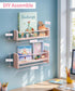 Set 3 Maxpeuvon Nursery Book Shelves, of Kids Bookshelves Natural Wood Wall Mount Organizer with Towel Bar Hanging