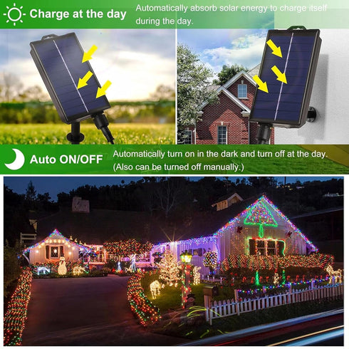 66FT 200 8 Vigdur Solar Rope Lights Outdoor - LEDs Cool White Rope Lights Outdoor Waterproof with Remote & Timer