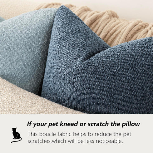 Set 2, 16x16 Inch Foindtower of Decorative Textured Boucle Throw Pillow Covers Accent Solid Pillow Cases Neutral Couch