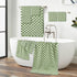 Set 8, 2 2 4 Jacquotha Green Checkered Towels of Cotton Towels for Bathroom, Bath, Hand, Washcloths, Soft Absorbent