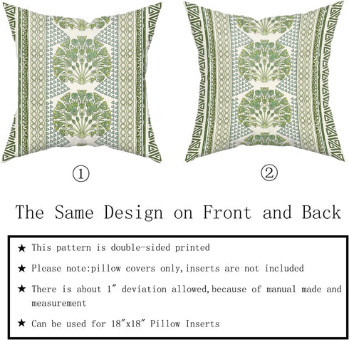Sweetshow Summer 18 Inches Set 2 Sage Green Flowers Pillowcovers Geometric Throw Pillow Covers Cushion Case for Sofa