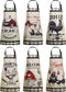 Bencailor 6 Pcs Waterproof Kitchen Aprons, Adjustable Baking Cooking Themed Aprons for Home