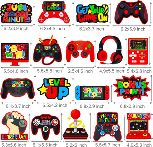 Video Game Birthday Hanging Swirls, 20Pcs Red Video Game Party Decorations for Ceiling Streamers