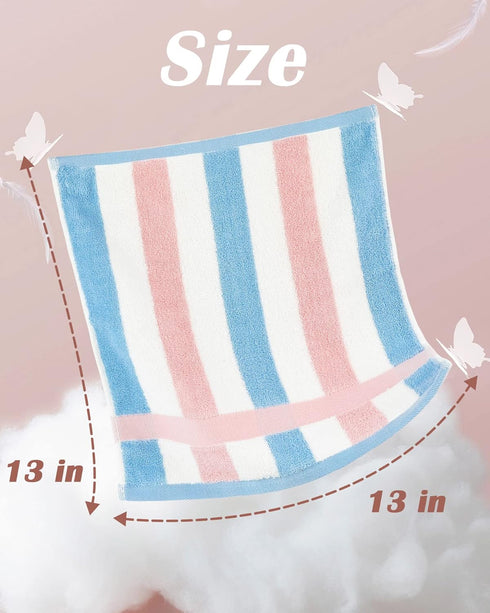 12 Pack 13 13 Inches, 3 Jacquotha Cotton Striped Washcloths, x Colors - Face and Body Cleansing Towels