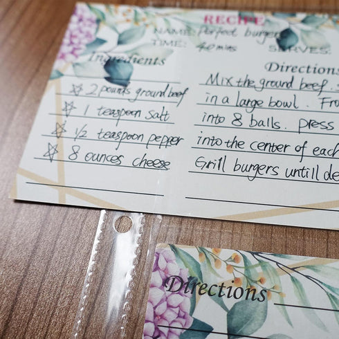 Recipe Card Page Protectors - Mini Recipe Card Sleeves for 8.5 x 9.5 3-Ring Binder, 50 PCS, 4x6 Inch Pockets