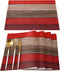Vandarllin Christmas Red Brown Placemats, Set of 6 Retro Rustic Barn Wood Texture Stain Resistant Table Mats
