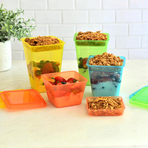 7 Sets 12 Youngever Plastic Parfait Cups with Lids and Inserts, Reusable Yogurt Cups - Spill and Leak Proof (Large