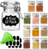 ComSaf Set of 12 Square Glass Spice Jars with Airtight Lids (4