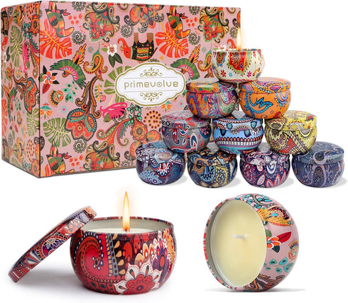Scented Candles Gift Set for Women, 12 Pack 2.5 Oz Soy Wax Travel Tin Aromatherapy Candles for Home Decor