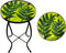 Subtropical Leaf Small Patio Table,Outdoor Side Table,Outdoor Bar Table,Metal Glass End Table