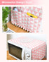 Microwave Oven Cover Dustproof Cotton Protector with Side Storage Pockets, Decorative Kitchen Appliance