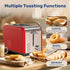 YSSOA Stainless Steel Toaster 2 Slice with Extra Wide Slot & Removable Crumb Tray, 6 Shade Settings and Bagel/Defrost/Cancel Functions, Compact Oven, for Various Bread & Waffle, Red New by YSSOA
