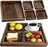5-Piece Set, Rustic Wooden Serving Tray Handcrafted Nesting Trays with Handles for Ottoman & Coffee Table Decor