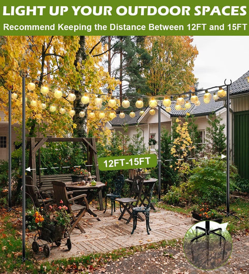 Eazielife 10 (1 Pack) Outdoor String Light Pole, FT Heavy Duty Hanging Light Stand Pole for Outside Garden Lawn, Patio