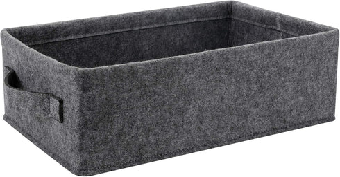 Small Shallow Storage Baskets, Felt Storage Basket Bin for Towels, Dog/Cat Toys, Office Supplies, Light Gray