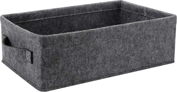 Small Shallow Storage Baskets, Felt Storage Basket Bin for Towels, Dog/Cat Toys, Office Supplies, Light Gray